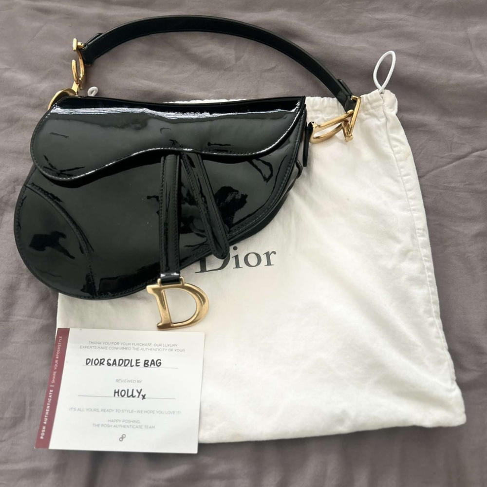 Dior Saddle vintage shoulder saddle bag on patent leather